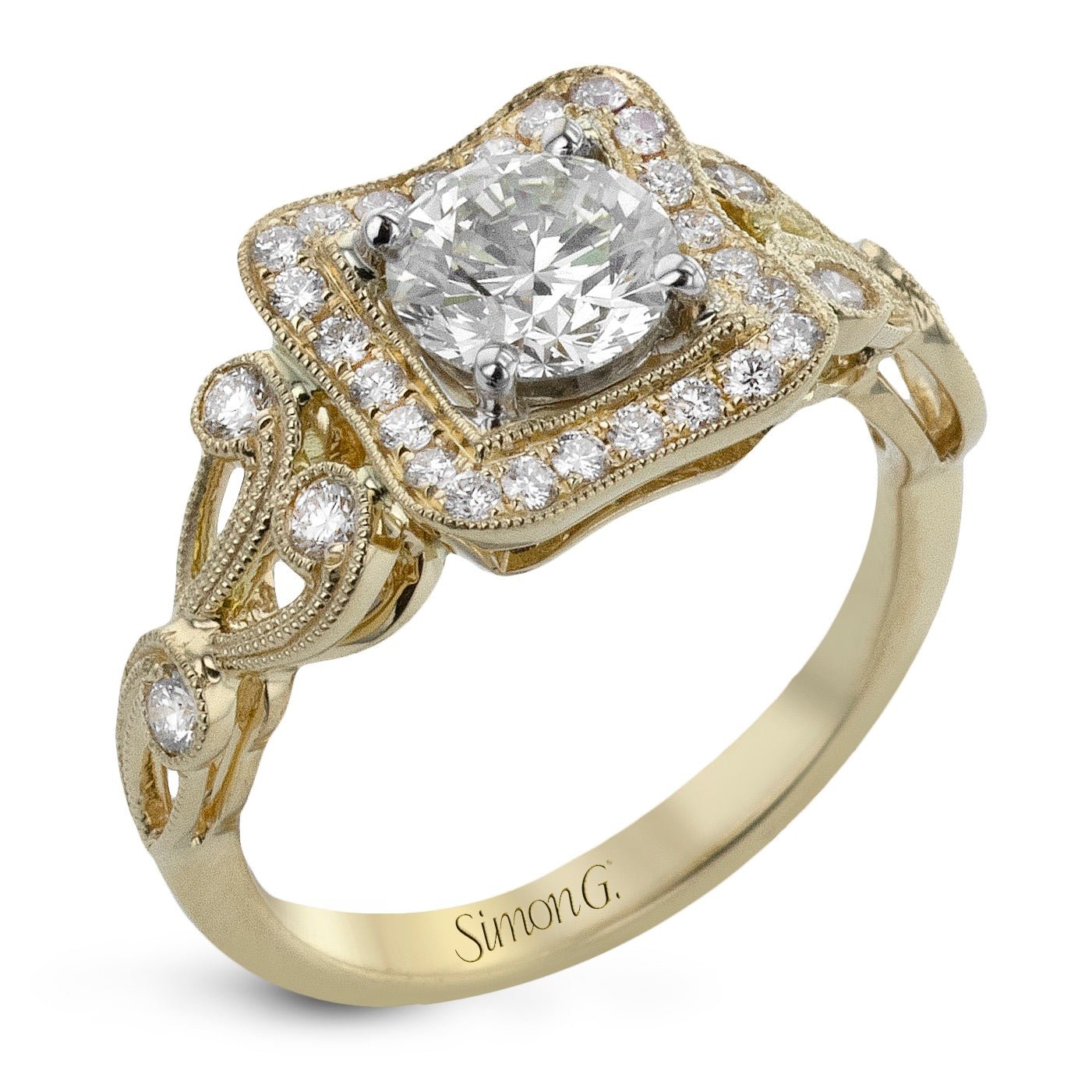 round-cut-halo-engagement-ring-in-18k-gold-with-diamonds