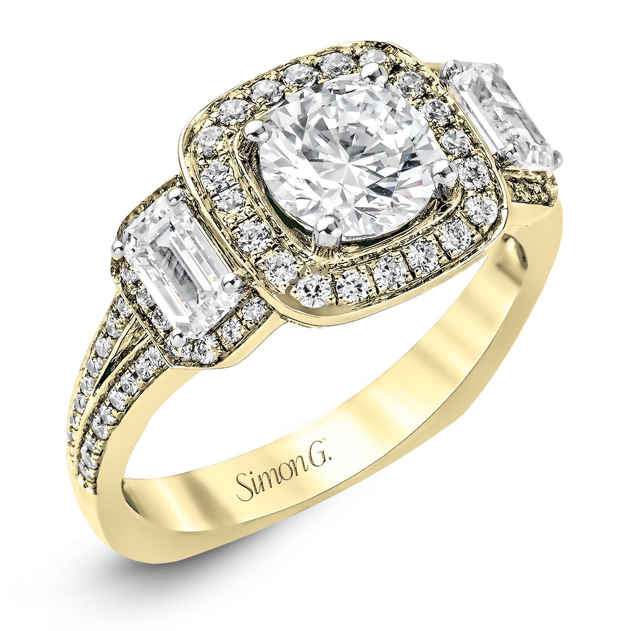round-cut-three-stone-halo-engagement-ring-in-18k-gold-with-diamonds