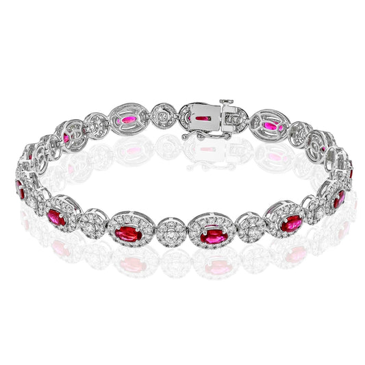 Ruby Color Bracelet in 18k Gold with Diamonds