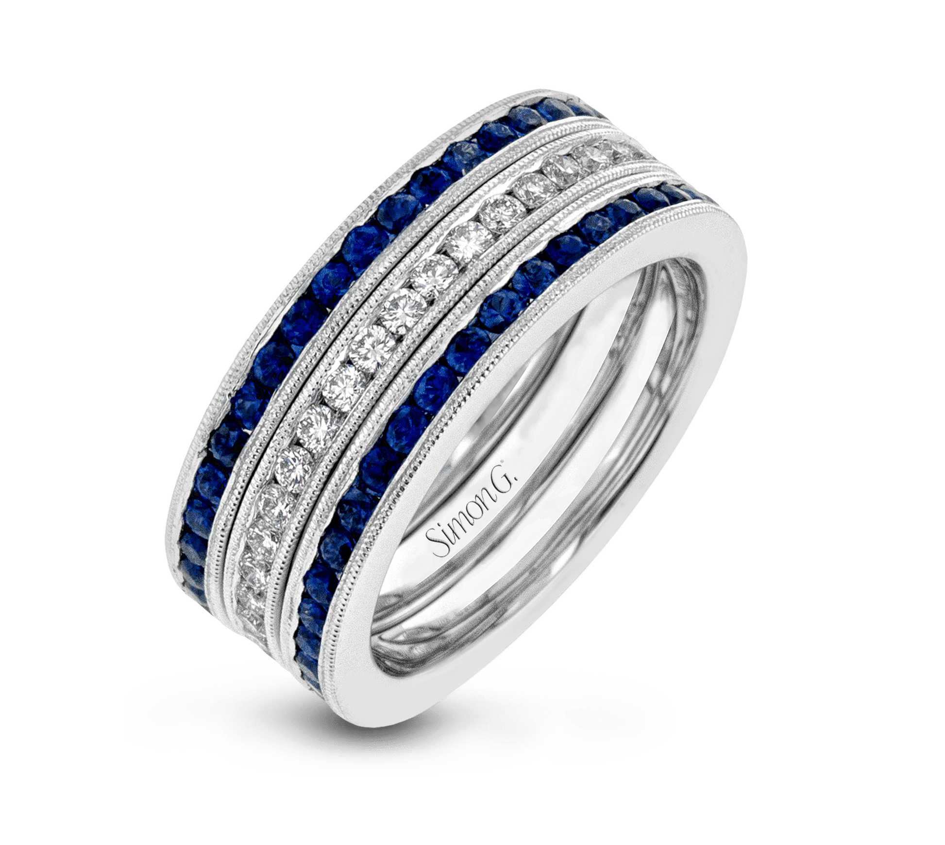 Wedding Band Set In 18k Gold With Diamonds