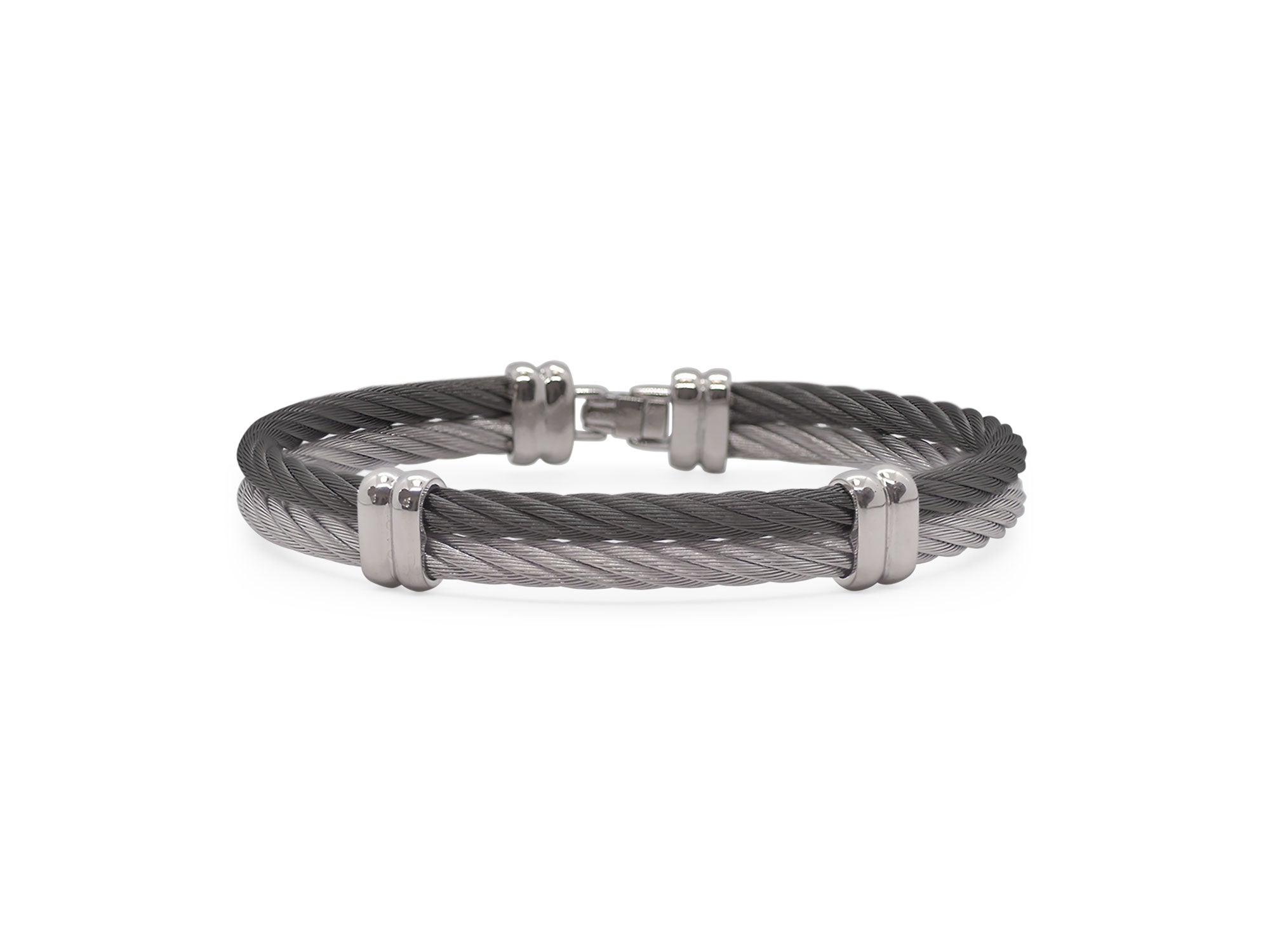 ALOR Men’s Black & Grey Cable Double Station Bracelet