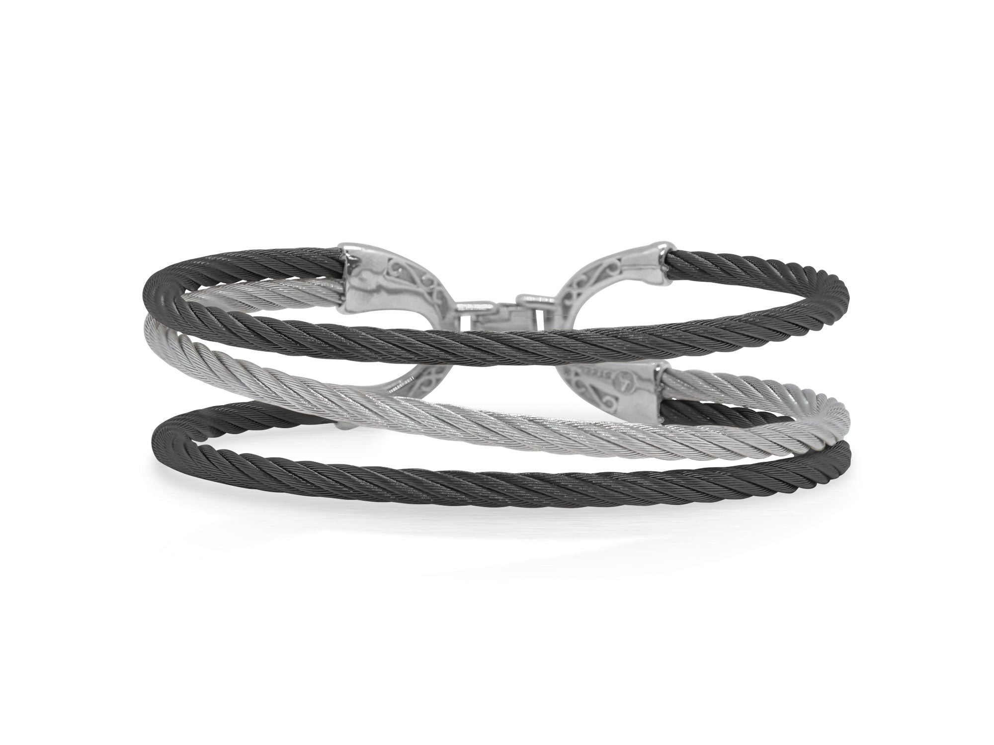 ALOR Black & Grey Cable Transverse Bracelet