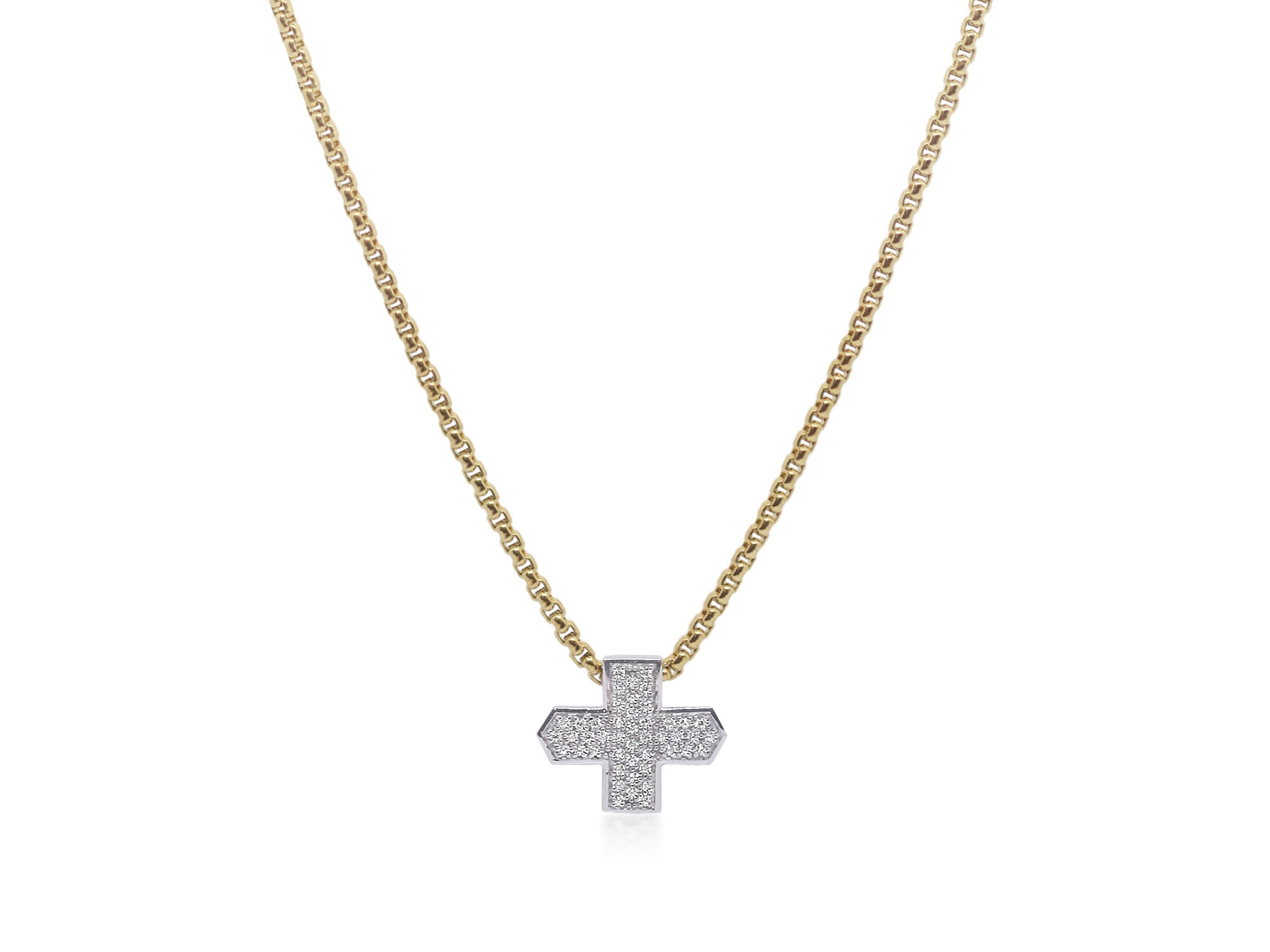 ALOR Yellow Chain Taking Shapes Cross Necklace with 14K Gold & Diamonds
