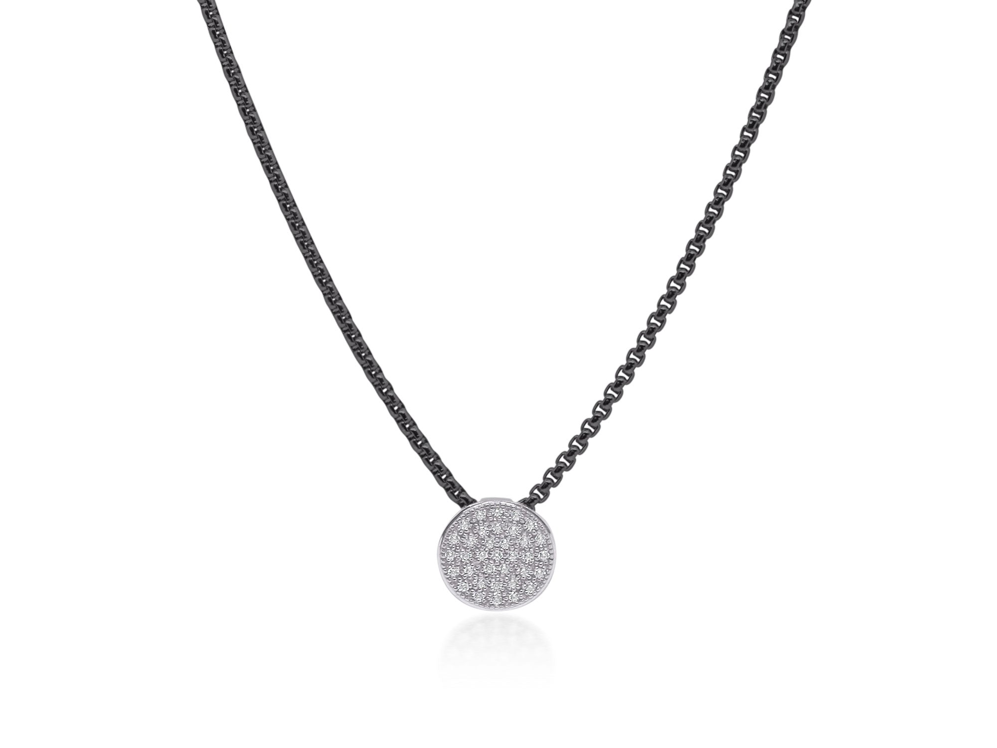 ALOR Black Chain Taking Shapes Disc Necklace with 14K Gold & Diamonds