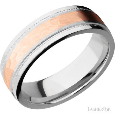 Cobalt Chrome Gent's Band with 14k Rose Gold Inlay