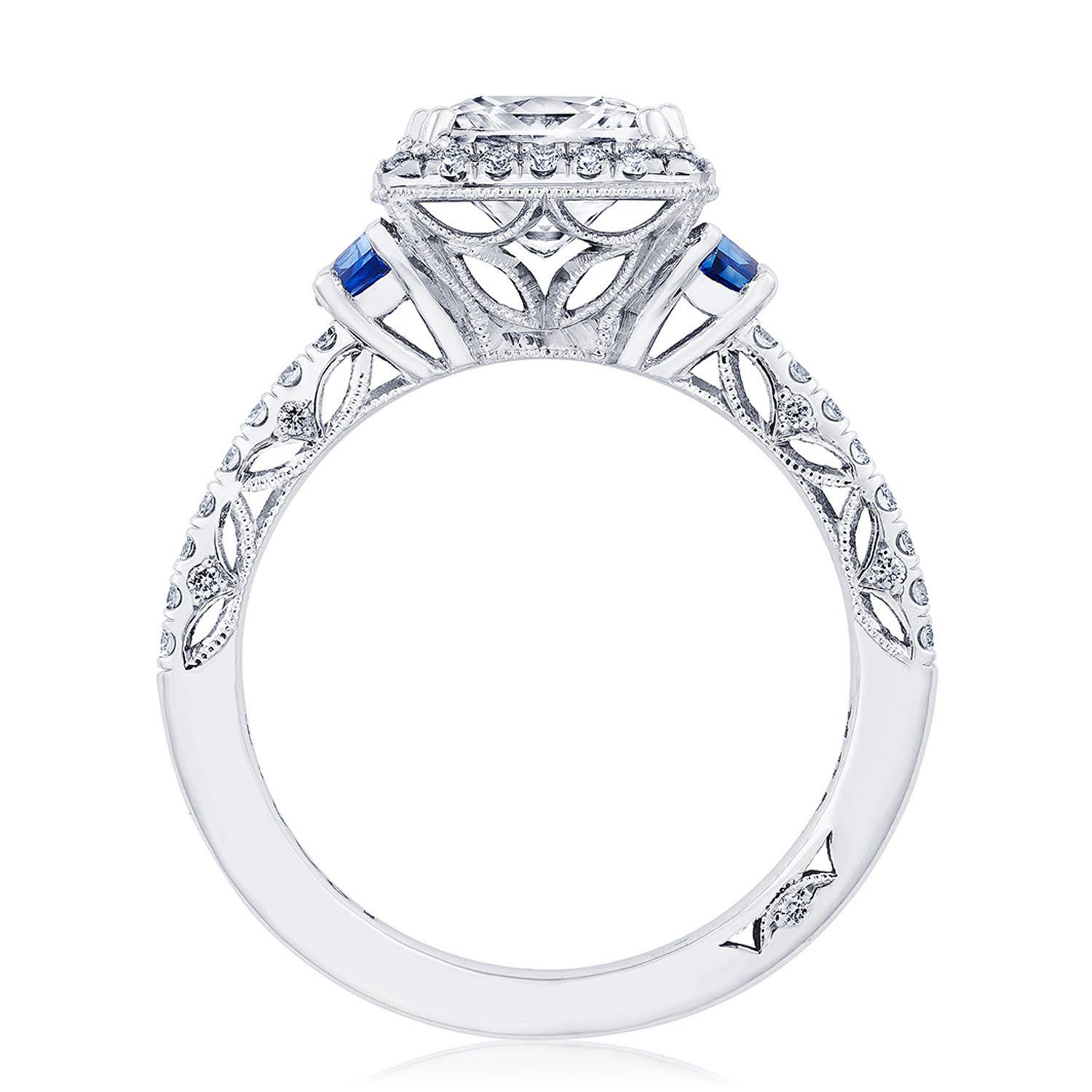 Dantela | Princess 3-Stone Engagement Ring with Blue Sapphire 269217PR7BS