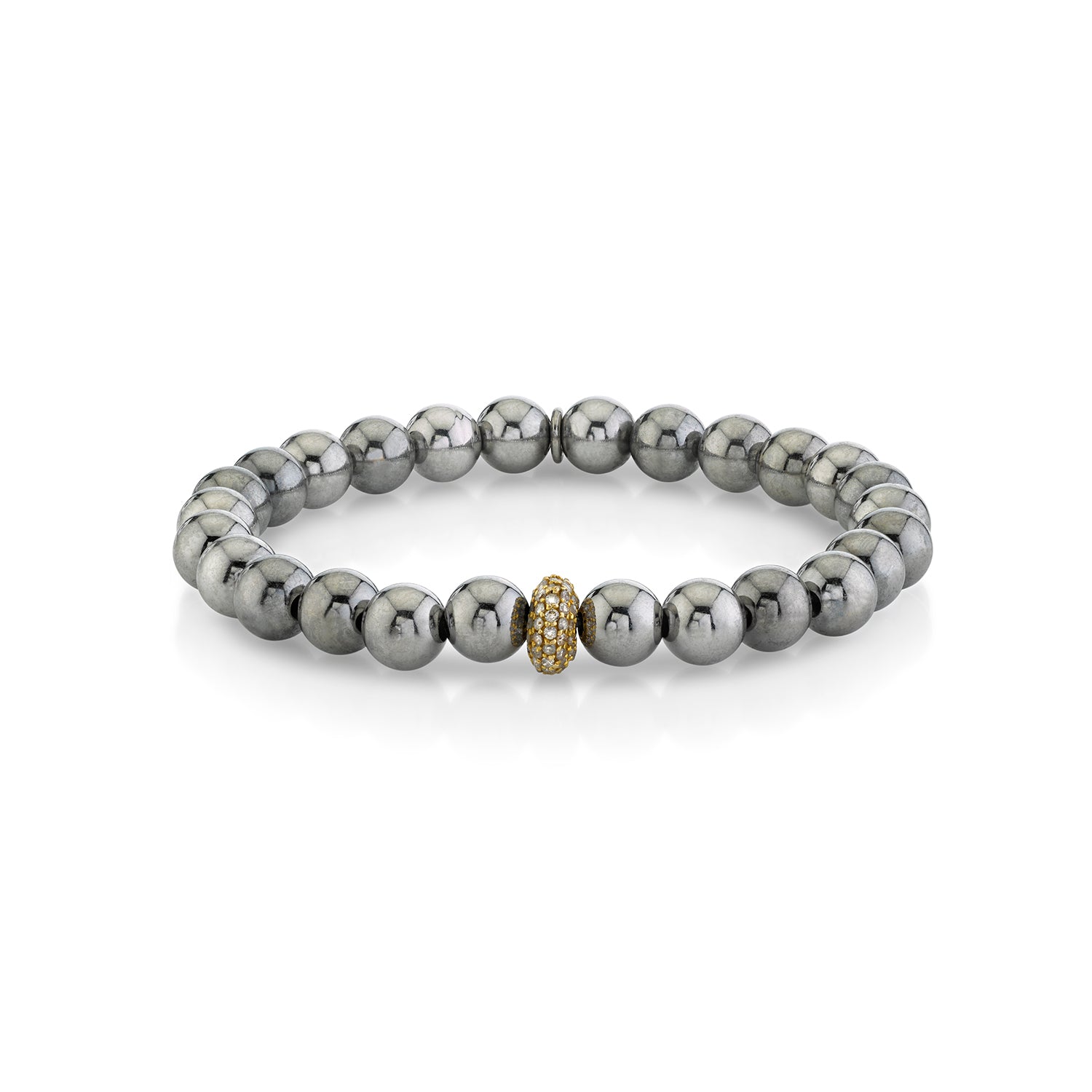 Silver Bali Bead Bracelet with 14k Diamond Donut BG000263 - TBird