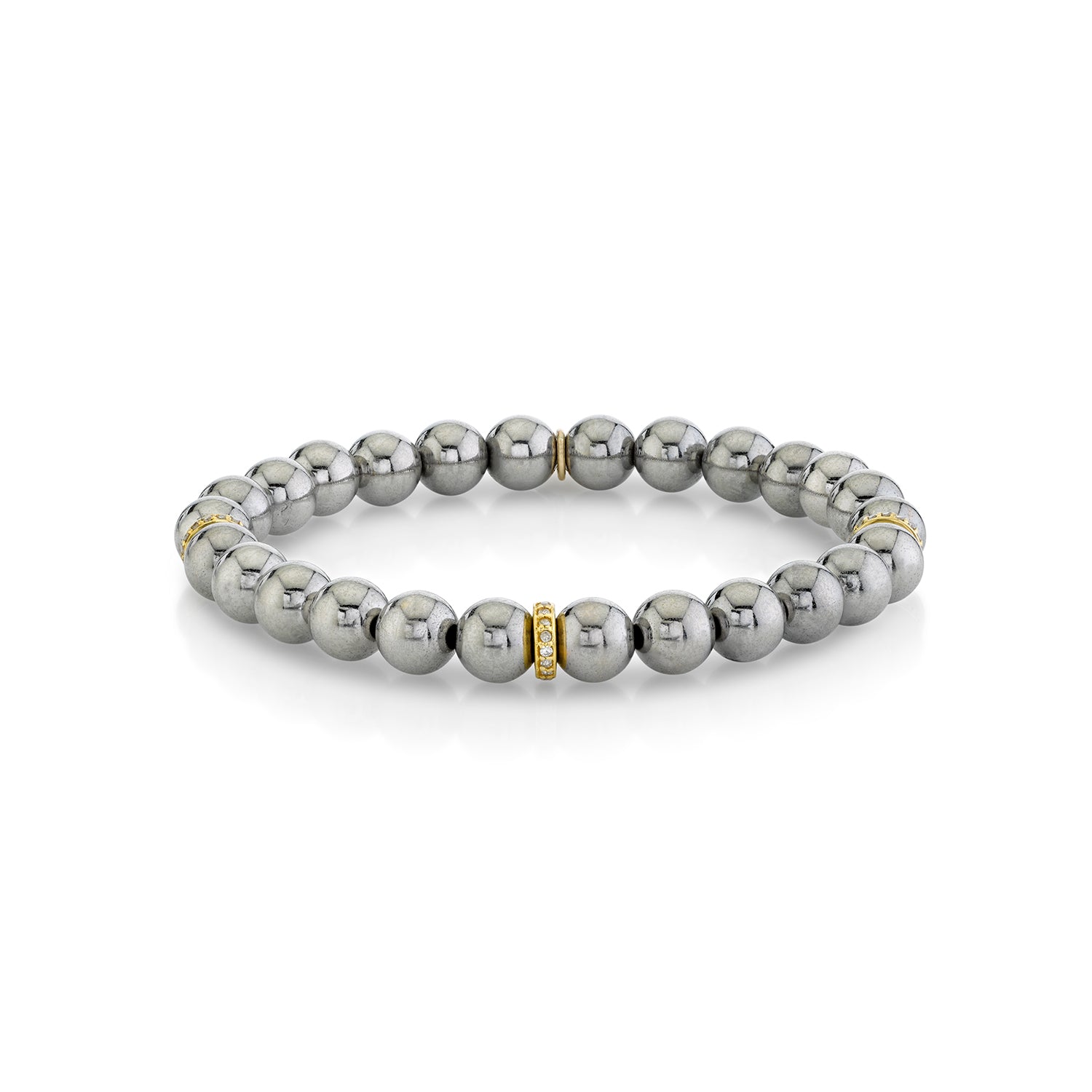 Silver Bali Bead Bracelet with 14k Diamond Rondelles BG000269 - TBird