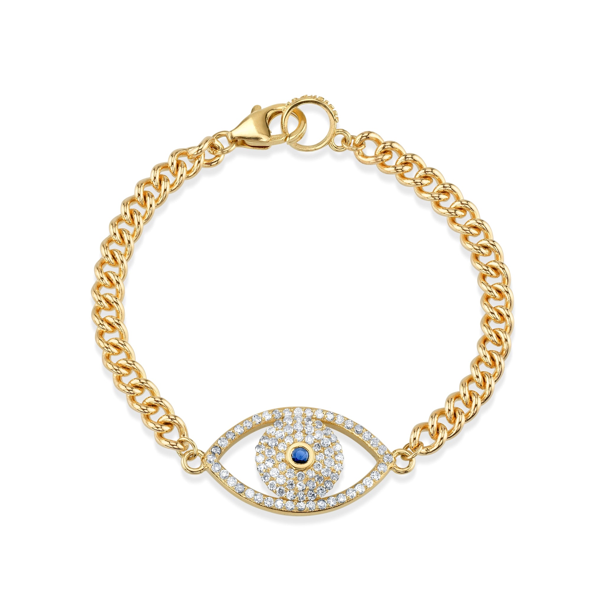 14K Gold Evil Eye Curb Chain Bracelet  BG000439 - TBird