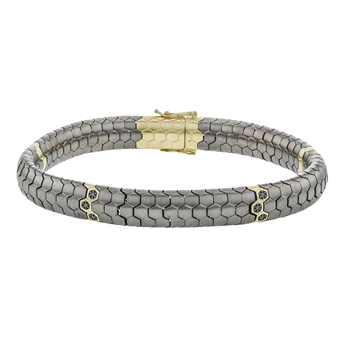 Men's Titanium Bracelet In 14k Gold With Black Diamonds BT1007