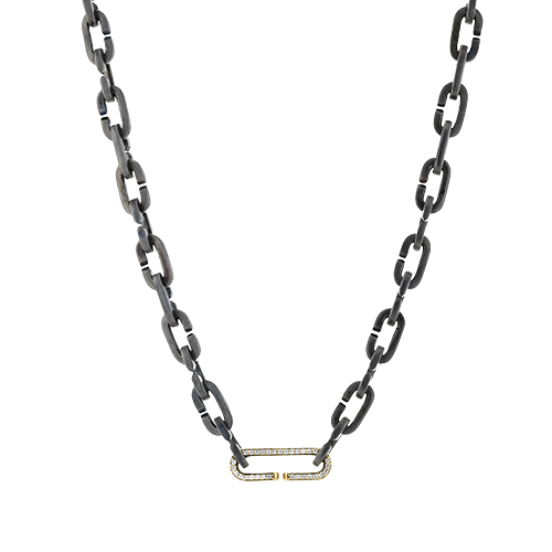 Men's Titanium Necklace In 18k Gold With Diamonds CNT100