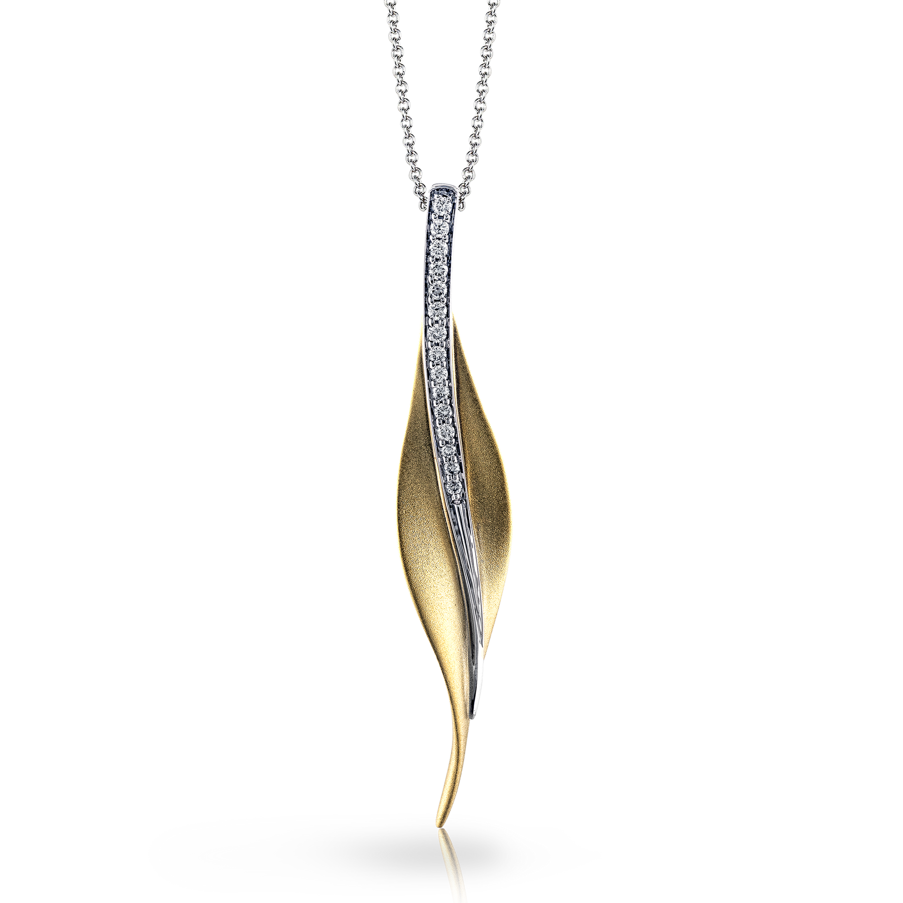 Fallen Leaves Pendant Necklace in 18k Gold with Diamonds DP113