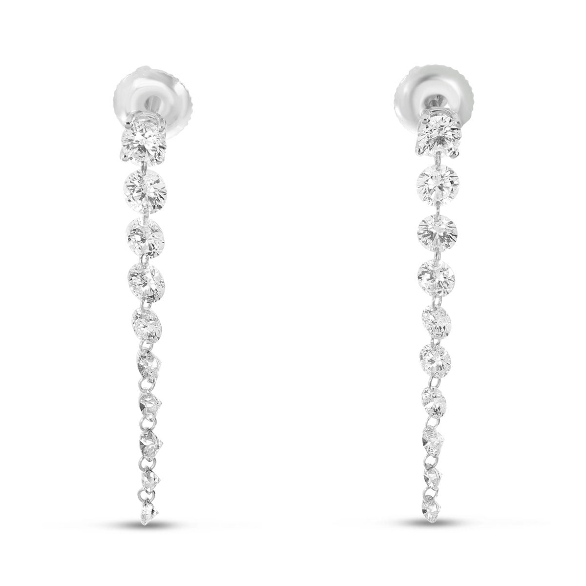 14K White Gold Dashing Diamond Stud with 10 Pierced Diamond Dangle Earrings E10349W