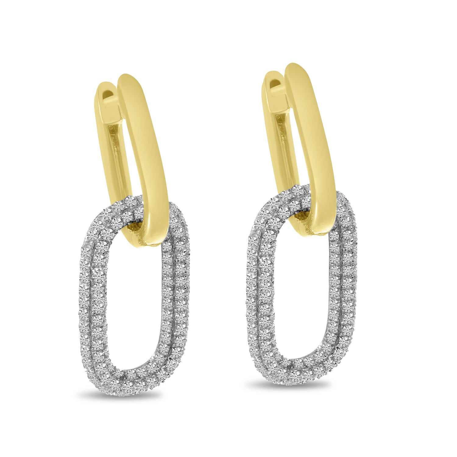 14k Yellow Gold Diamond and Gold Link Earrings E10584