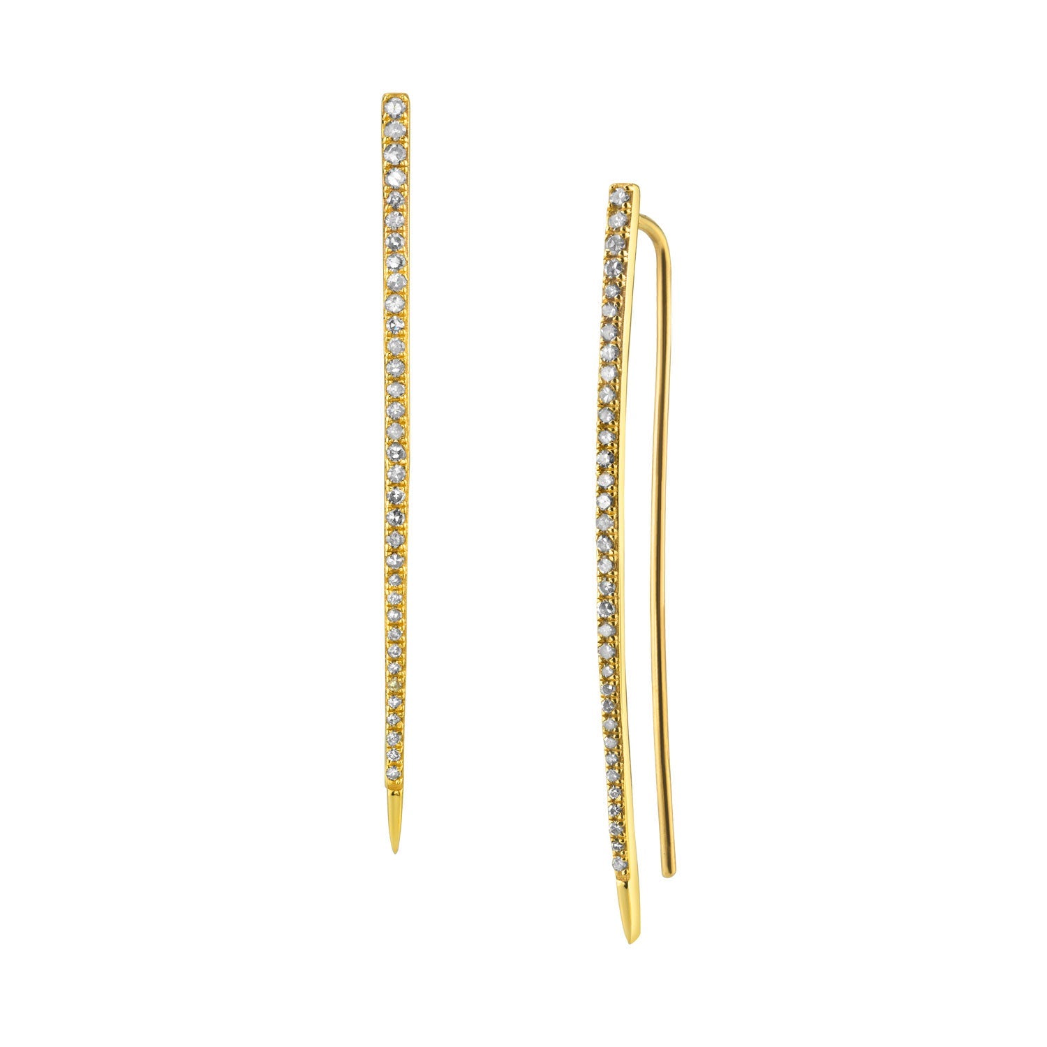 14K Gold Diamond Spike Earrings EG000090 - TBird