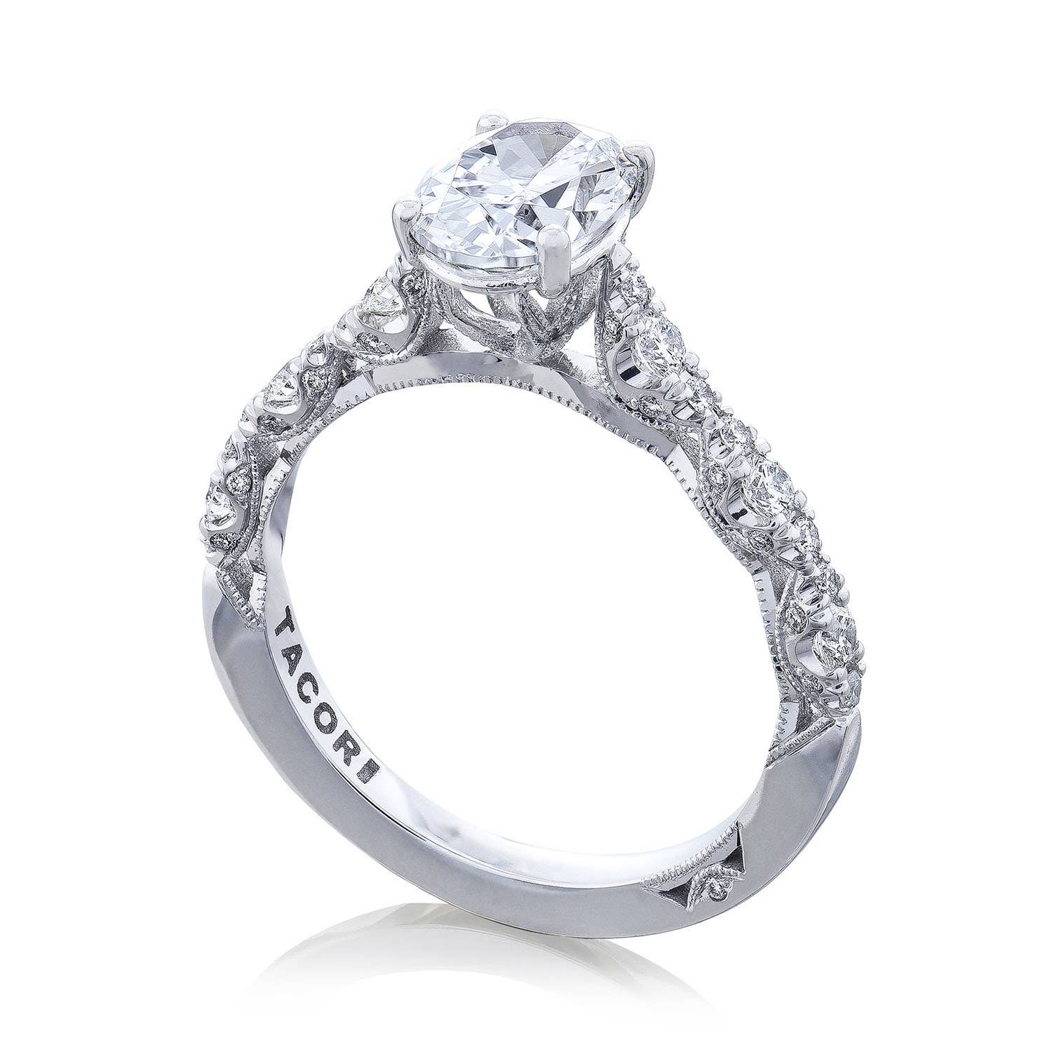 Petite Crescent | Oval Solitaire Engagement Ring HT2558OV8X6