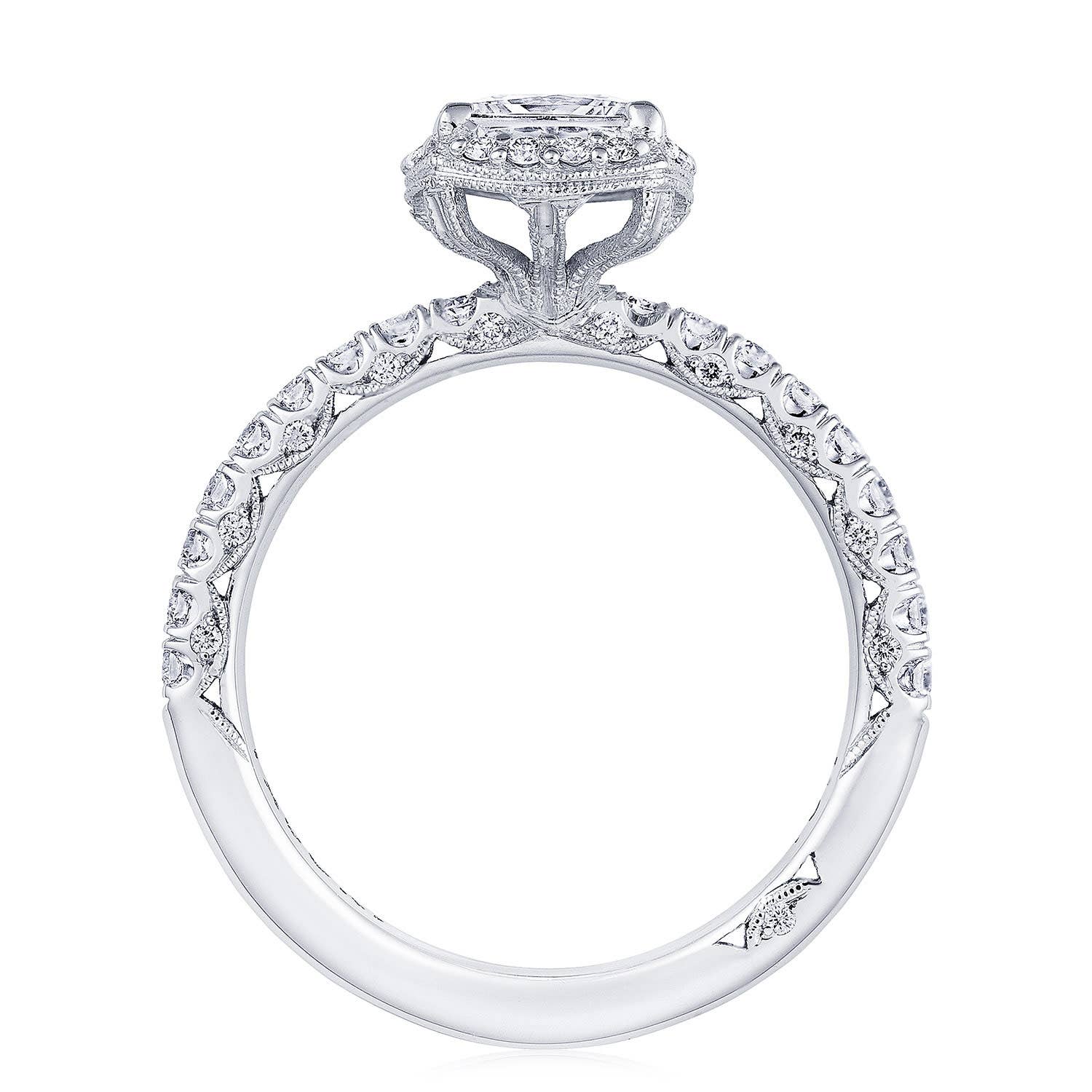 Petite Crescent | Princess with Cushion Bloom Engagement Ring HT2572PR55Y