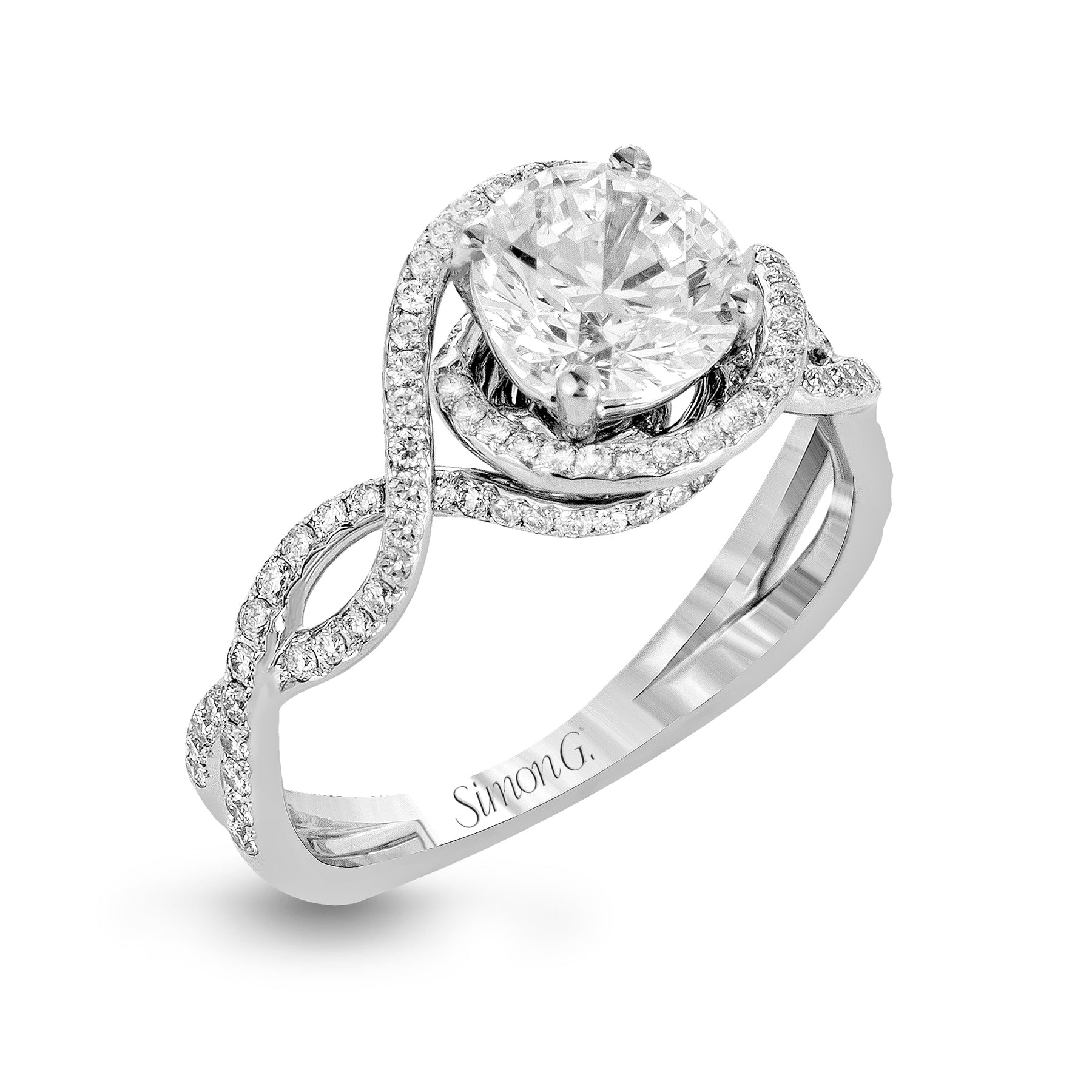 Round-Cut Criss-Cross Engagement Ring In 18k Gold With Diamonds LP2304