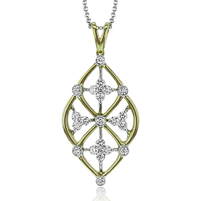 Trellis Pendant Necklace in 18k Gold with Diamonds LP4525