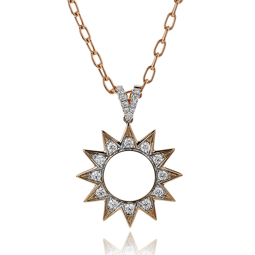 Celestial Medallion Pendant Necklace in 18k Gold with Diamonds LP4821
