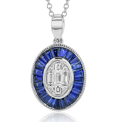 Sapphire Pendant Necklace in 18k Gold with Diamonds LP4836