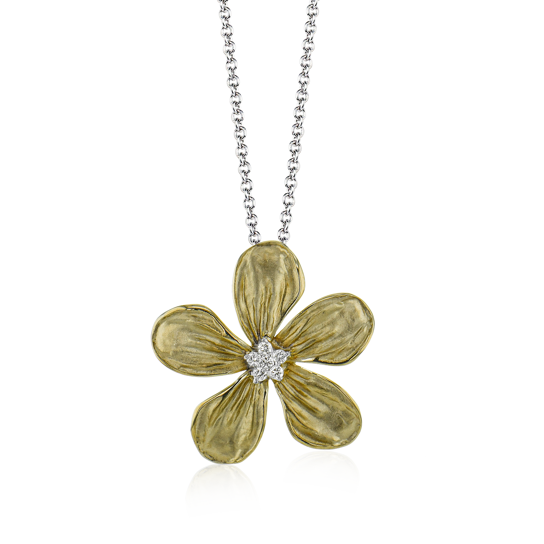 Flower Pendant Necklace in 18k Gold with Diamonds LP4845