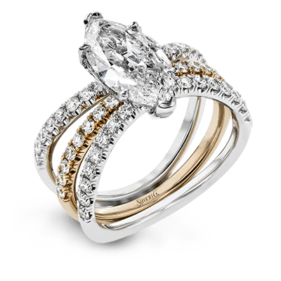 Marquise-cut Engagement Ring & Matching Wedding Band in 18k Gold with Diamonds LR1083-MQ