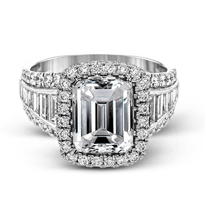 Emerald-Cut Halo Engagement Ring In 18k Gold With Diamonds LR1164-EM