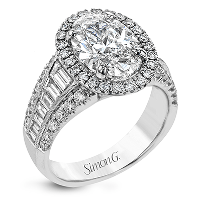 Oval-Cut Halo Engagement Ring In 18k Gold With Diamonds LR1164-OV
