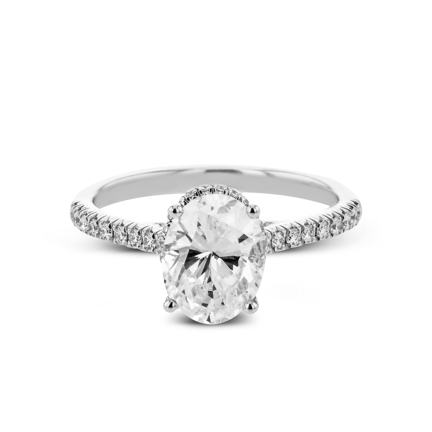 Oval-Cut Hidden Halo Engagement Ring In 18k Gold With Diamonds LR2345