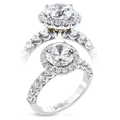 Round-Cut Halo Engagement Ring In 18k Gold With Diamonds LR2489