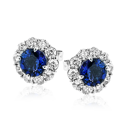 Tempera Sapphire Stud Earrings in 18k Gold with Diamonds ME2077