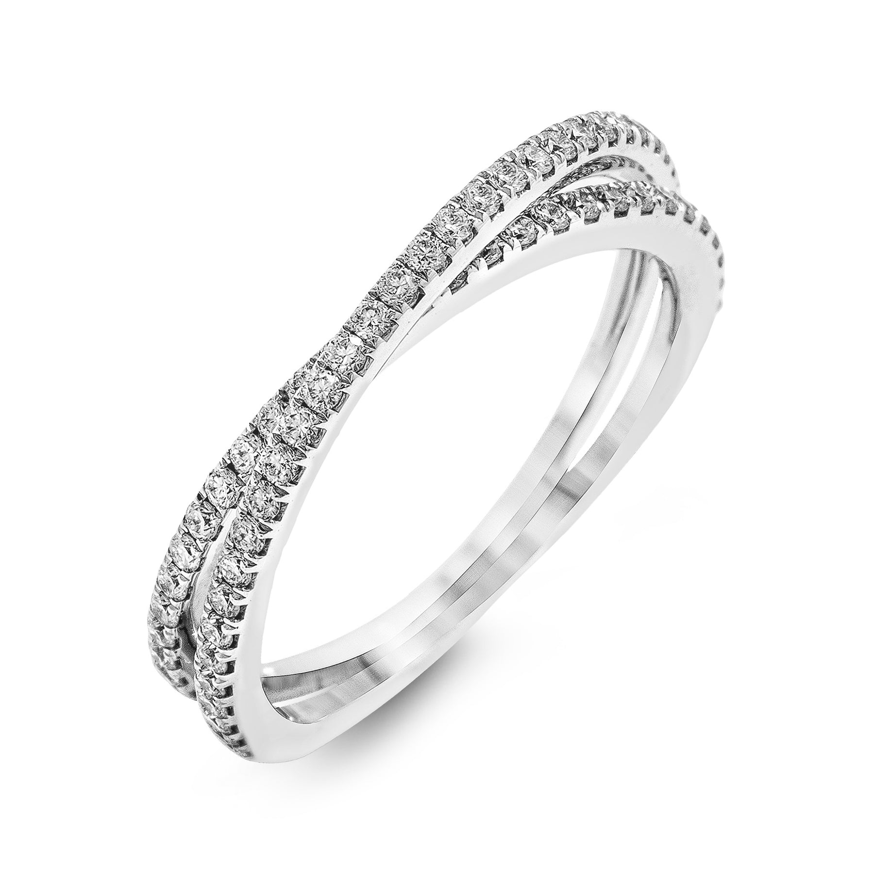 Criss-cross Wedding Band in 18k Gold with Diamonds MR1577-A-B