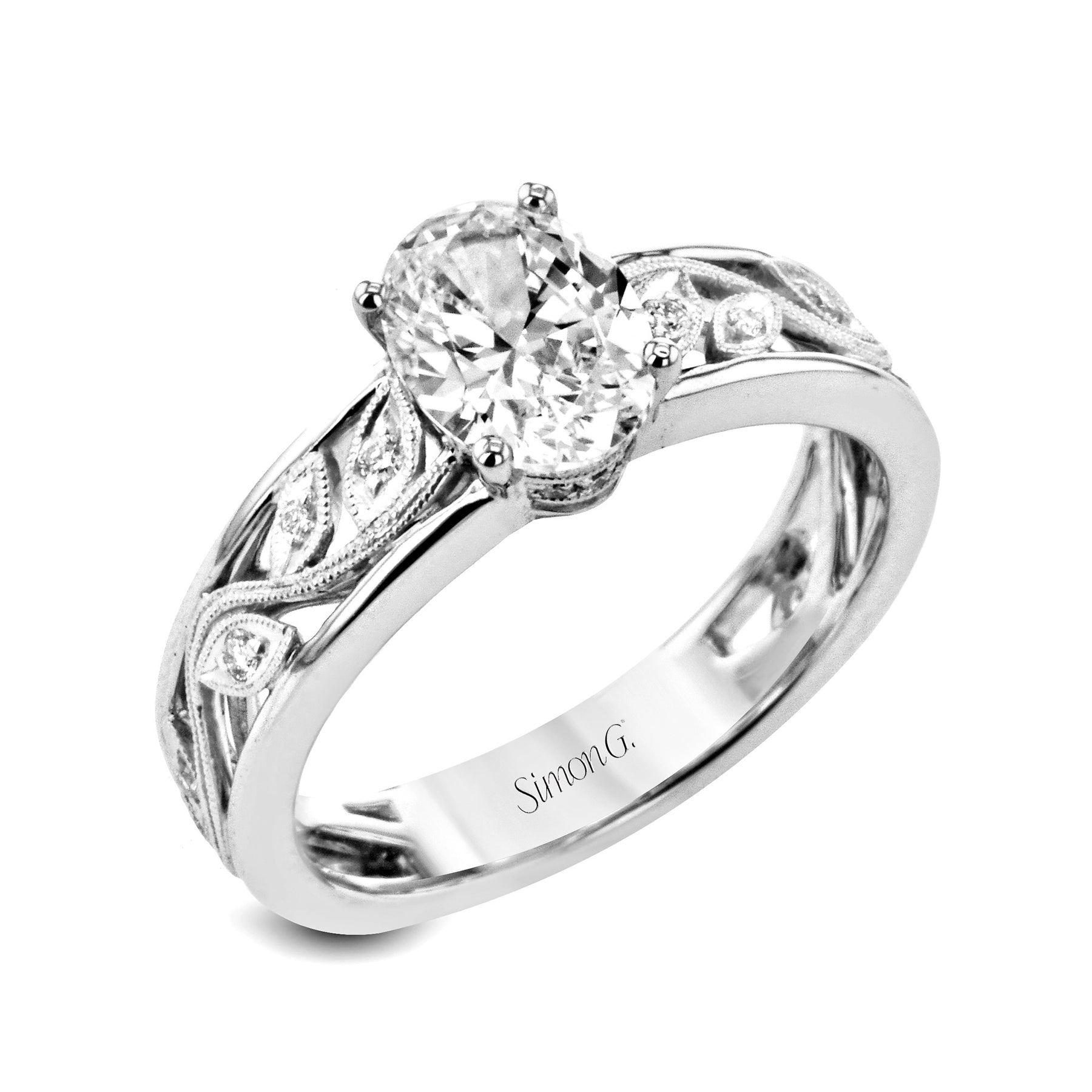 Oval-Cut Engagement Ring In 18k Gold With Diamonds MR2100-OV