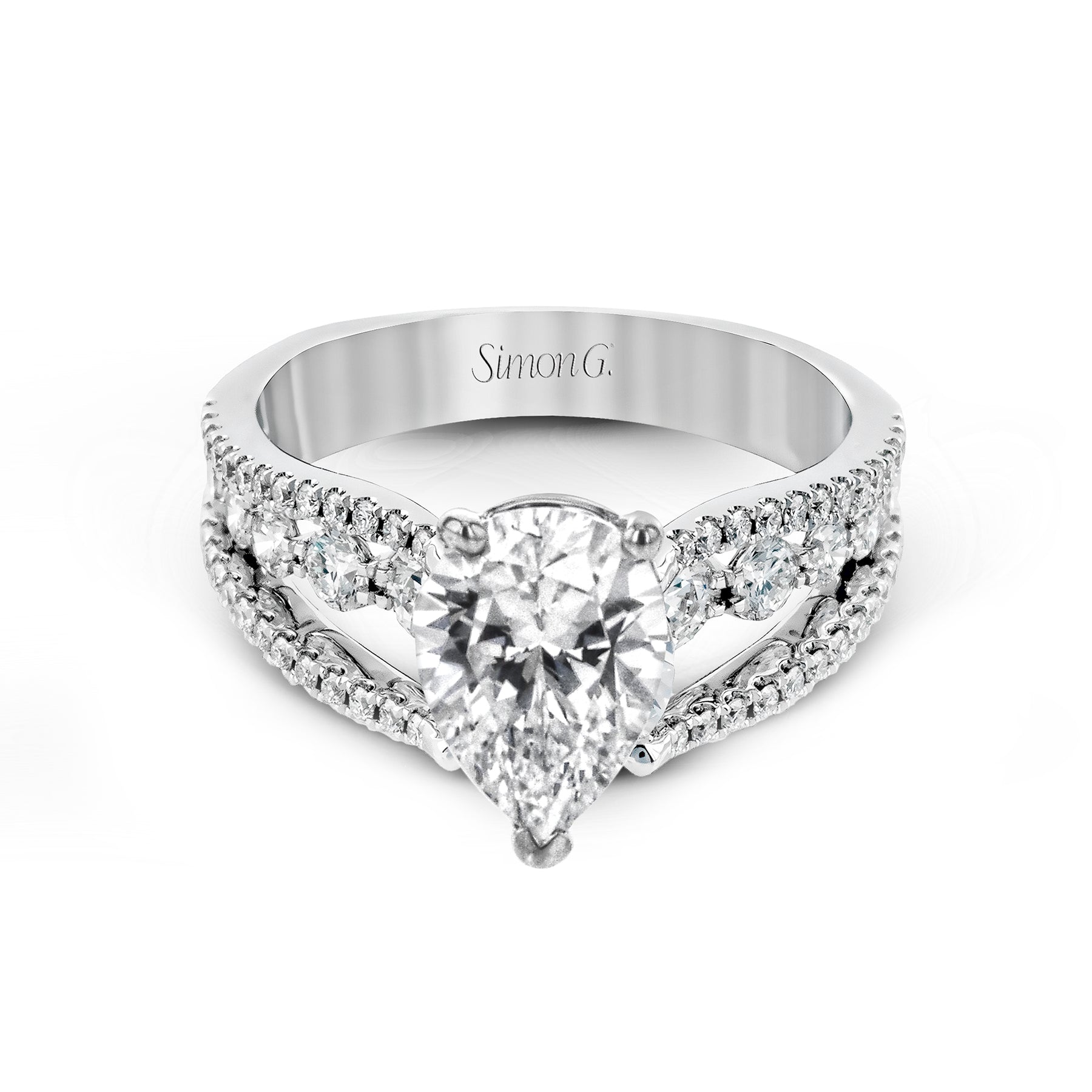 Pear-Cut Split-Shank Engagement Ring In 18k Gold With Diamonds MR2248-PR