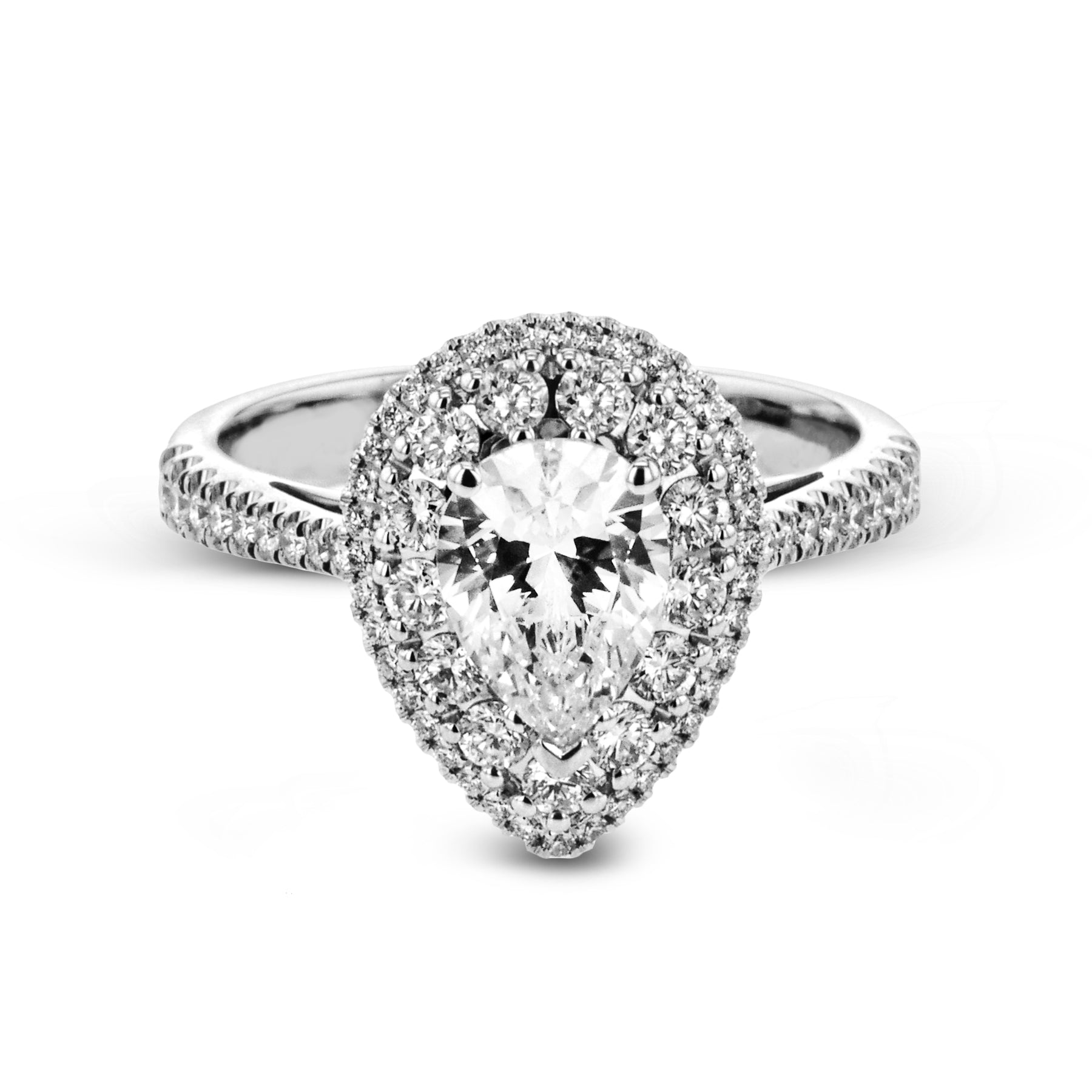 Pear-Cut Double-Halo Engagement Ring In 18k Gold With Diamonds MR2827-A-PR