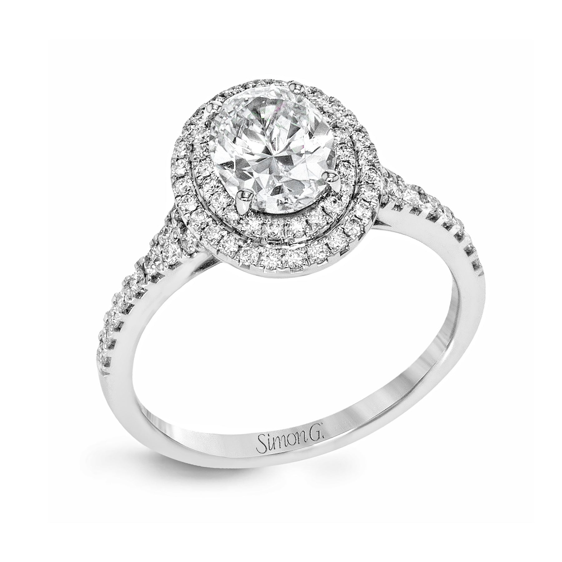 Oval-Cut Double-Halo Engagement Ring In 18k Gold With Diamonds MR2884