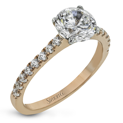 Round-cut Split-Shank Engagement Ring & Matching Wedding Band in 18k Gold with Diamonds MR3005