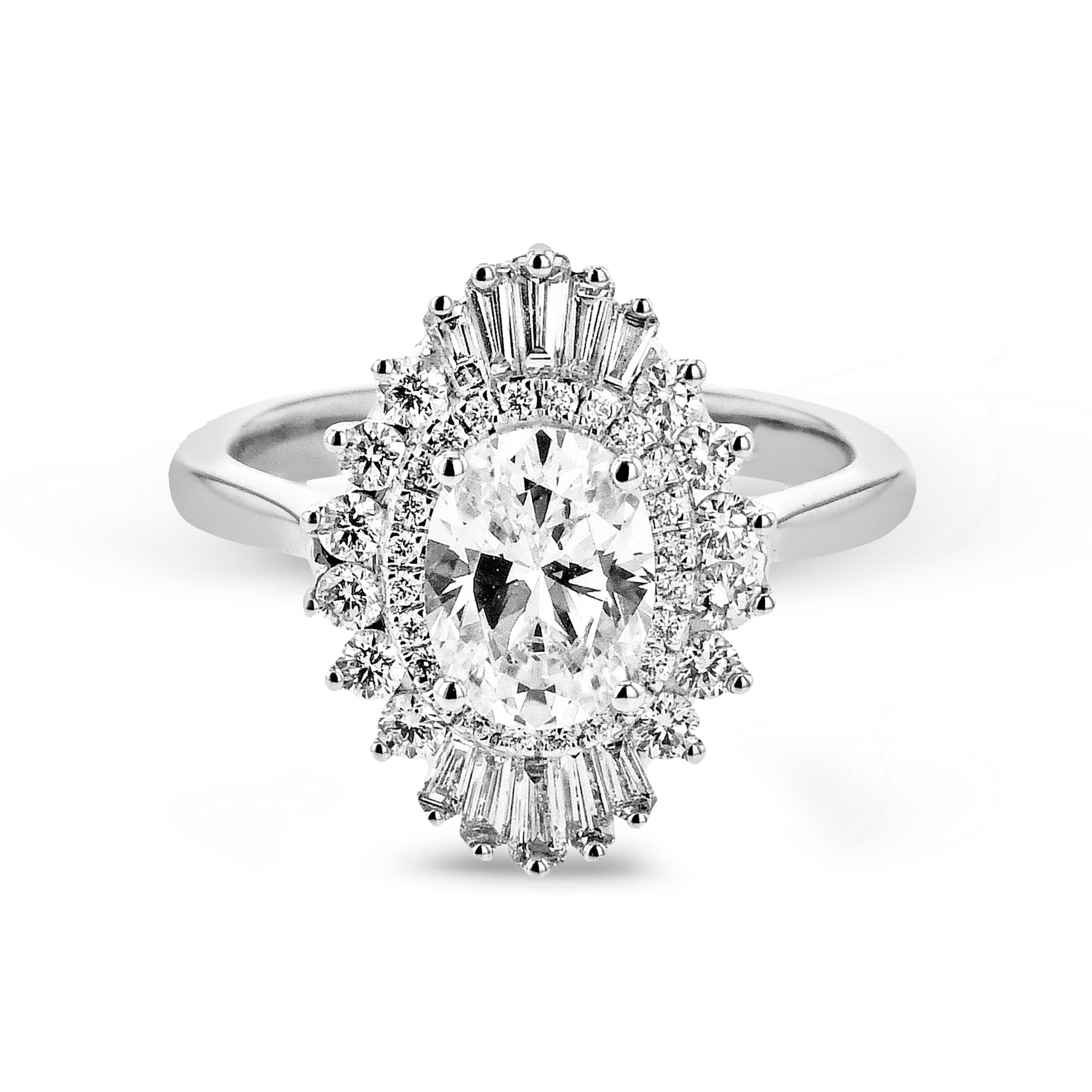 Oval-Cut Halo Engagement Ring In 18k Gold With Diamonds MR4090-OV