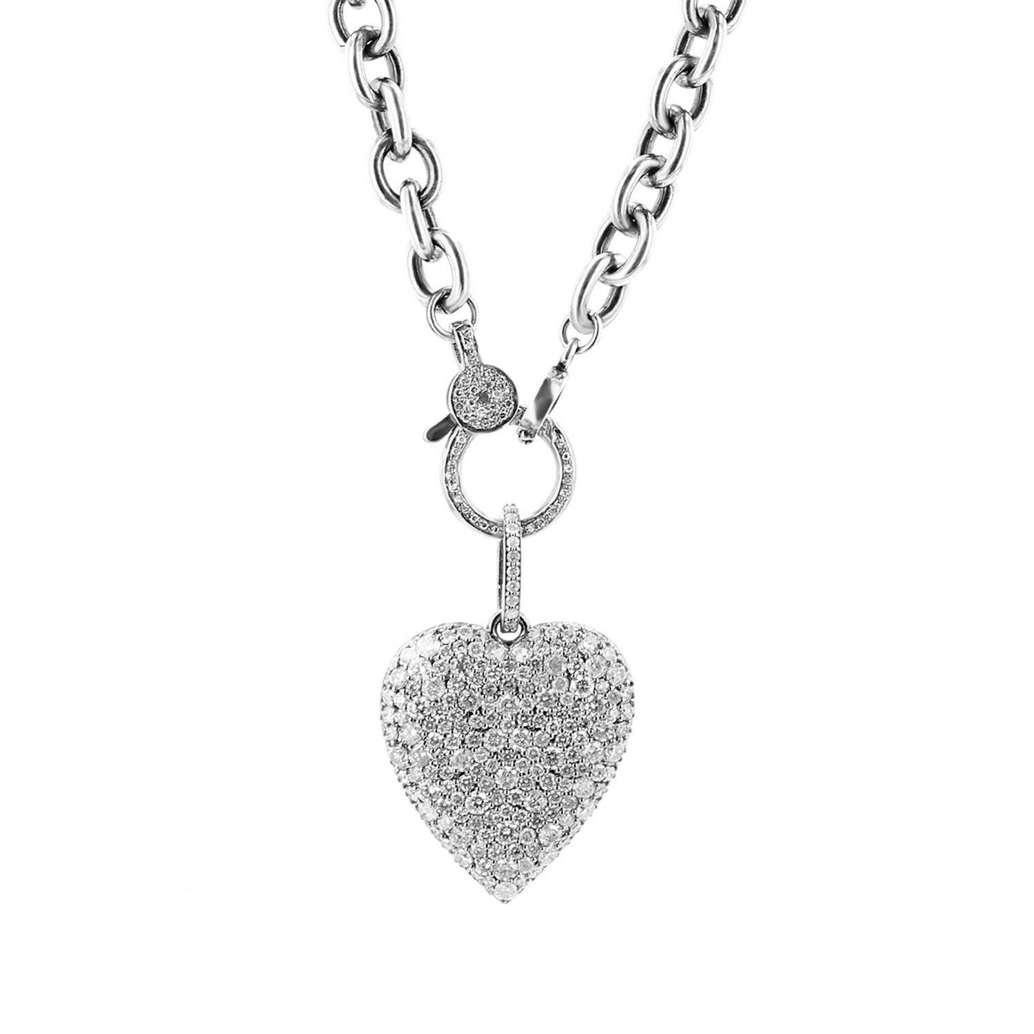 Diamond Cobblestone Heart on Chunky Chain Necklace N0002827 - TBird