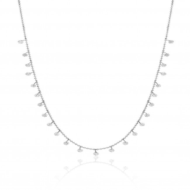 14K White Gold Dashing Diamonds 24 Diamond 1.20 Ct 18 inch Necklace N10066-18