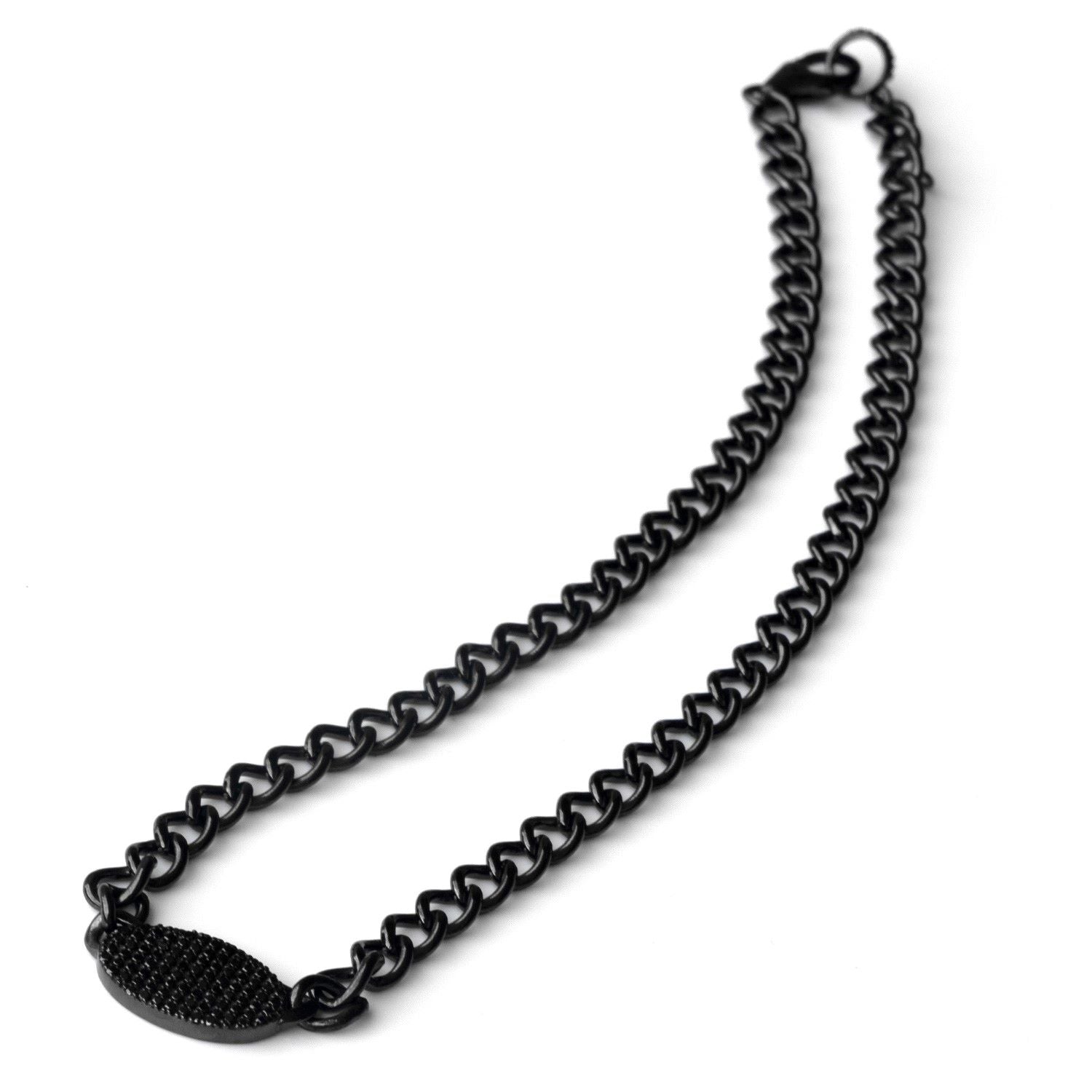 Black Diamond Nameplate on Jet Black Chain Necklace - 18"  NBLK0012 - TBird
