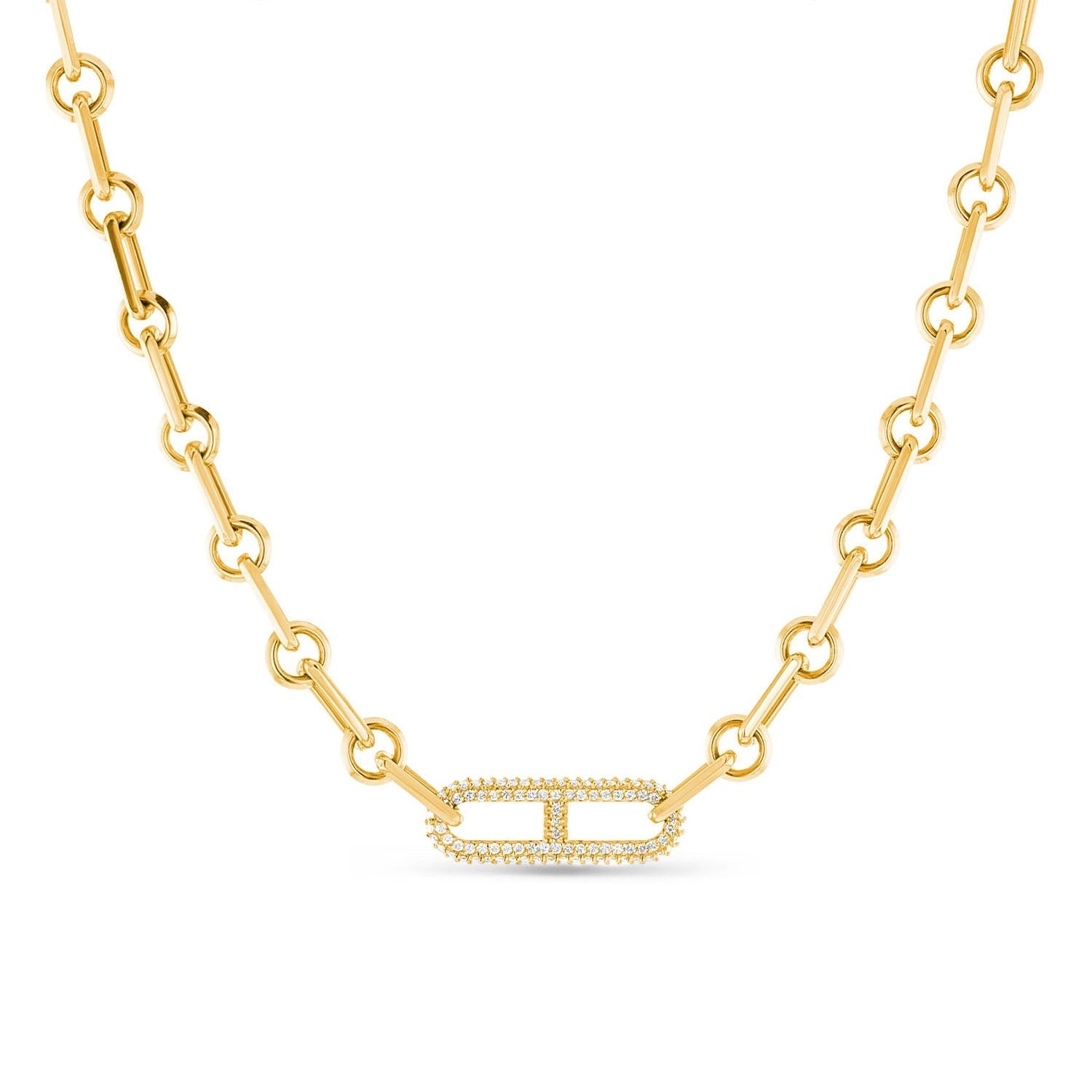 14k Single Diamond H Paris Link Soho Necklace  NG002585 - TBird