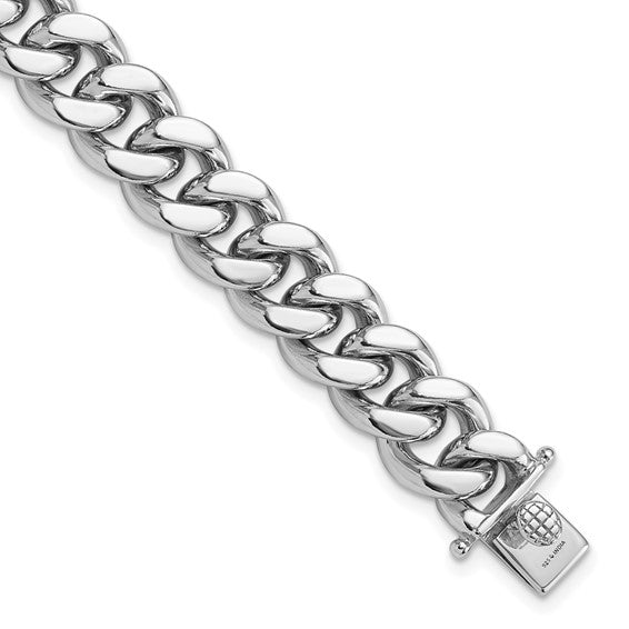 Sterling Silver Rhodium-plated Curb Link Men's 8.5in Bracelet