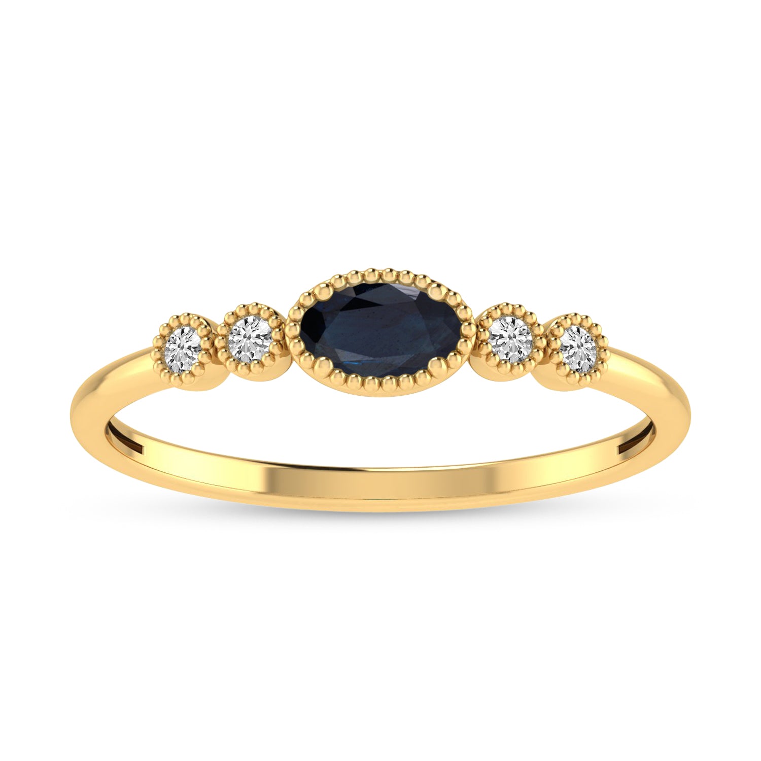 10K Yellow Gold Oval Sapphire and Diamond Stackable Ring RM4307-SEPT