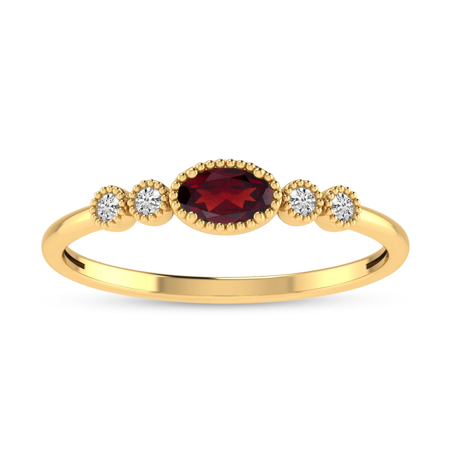 14K Yellow Gold Oval Garnet and Diamond Stackable Ring RM4307X-JAN