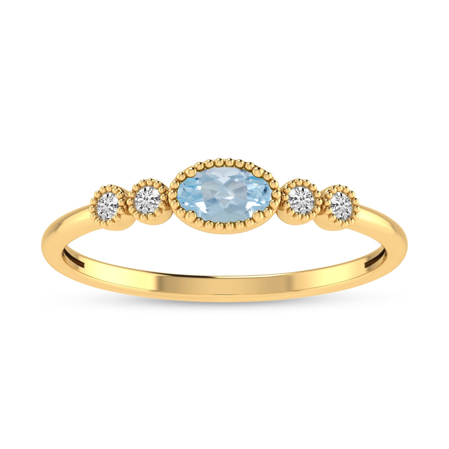 14K Yellow Gold Oval Aquamarine and Diamond Stackable Ring RM4307X-MAR