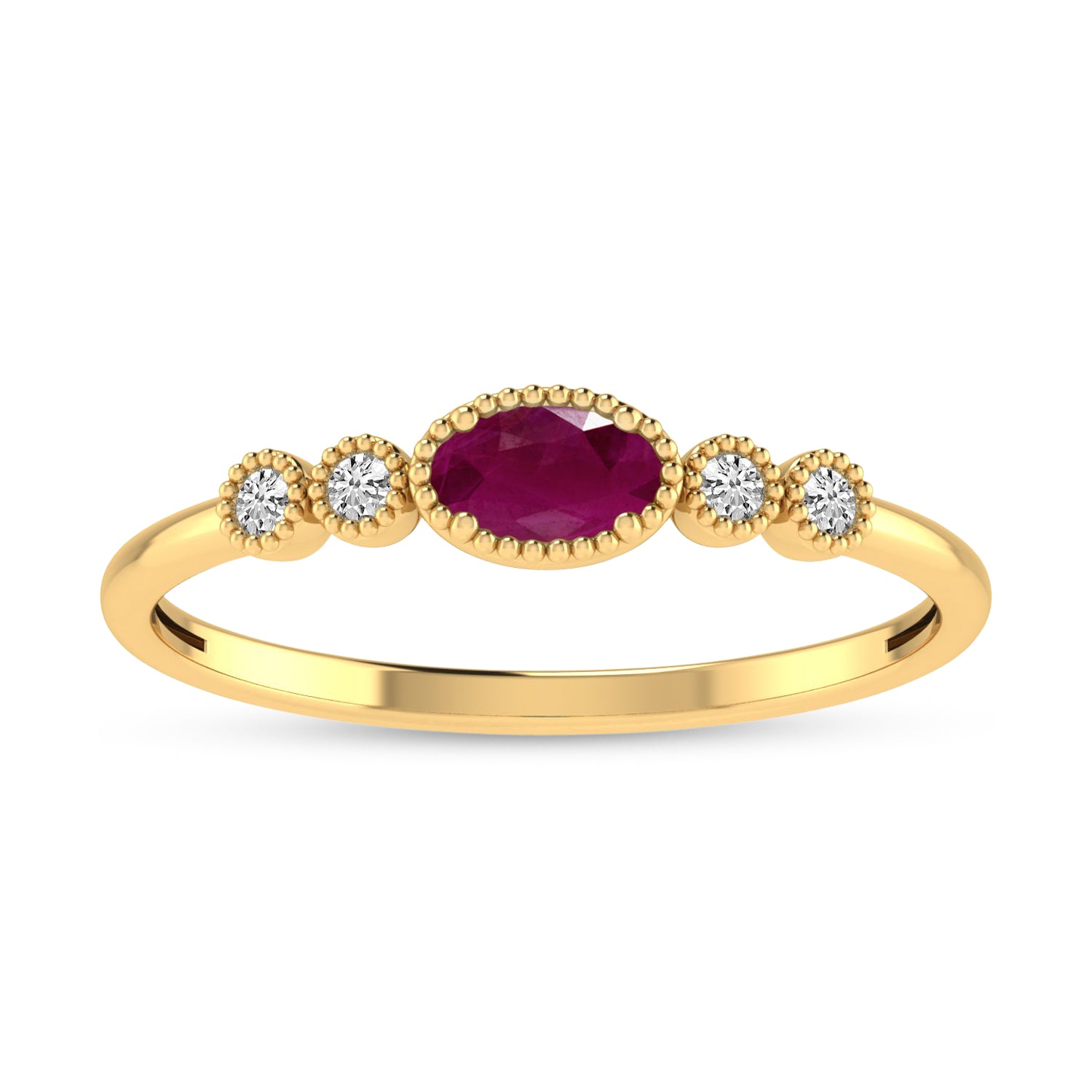 14K Yellow Gold Oval Ruby and Diamond Stackable Ring RM4307X-JUL
