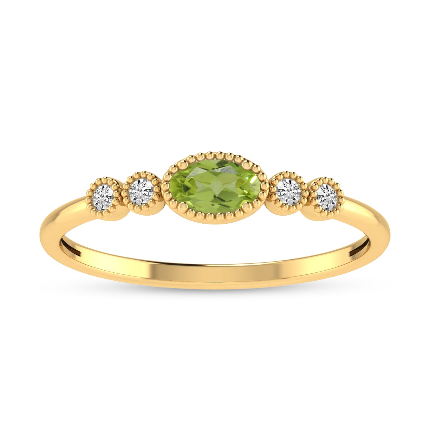 14K Yellow Gold Oval Peridot and Diamond Stackable Ring RM4307X-AUG