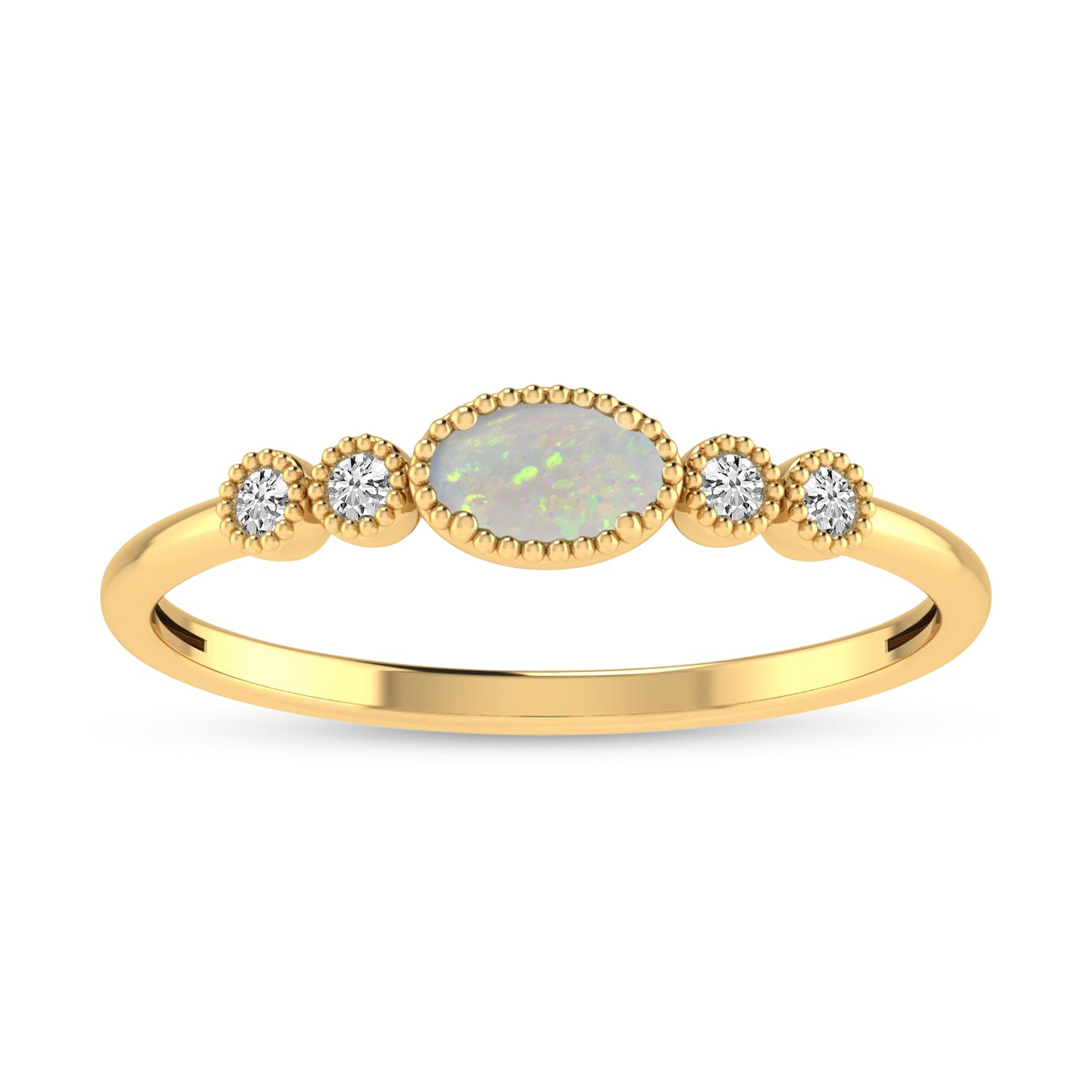 14K Yellow Gold Oval Opal and Diamond Stackable Ring RM4307X-OCT